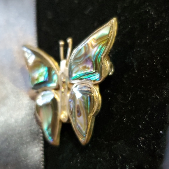 Butterfly pin Alpaca Hecho Mexico Abalone Vtg - Picture 3 of 6